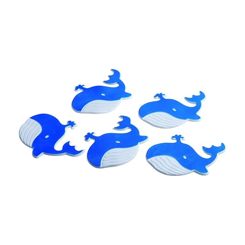 foto del prodotto king home formine antiscivolo balenottera in pvc set 5 pz blu bianco 13,1x13,1 cm