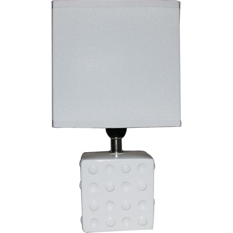 foto del prodotto king home lampada da tavolo bianca in ceramica base quadra 14x11x26h cm