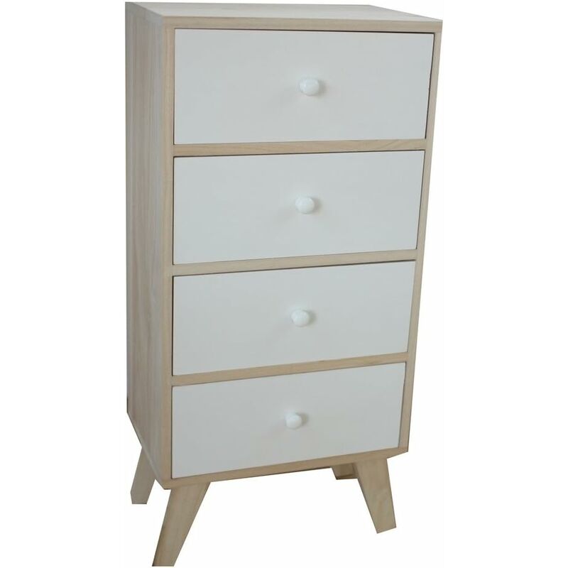 foto del prodotto king home mobiletto in legno di paulownia 40x25x82h cm 4 cassetti