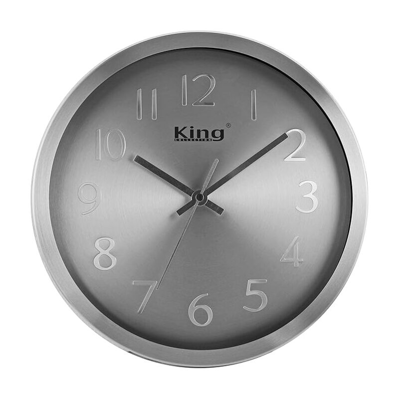 foto del prodotto king home orologio da parete in alluminio 30,5x4 cm color argento