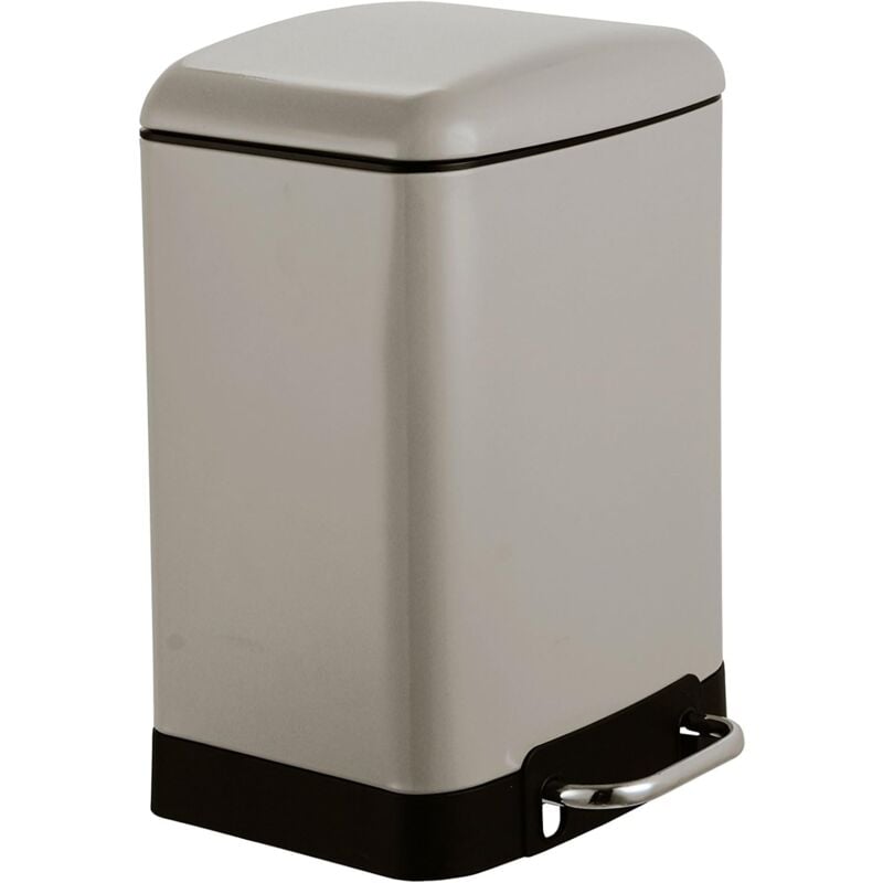 foto del prodotto king home pattumiera lt.6 grigio tortora in acciaio con pedale chiusura rallentata 22,5x23x32,5h cm