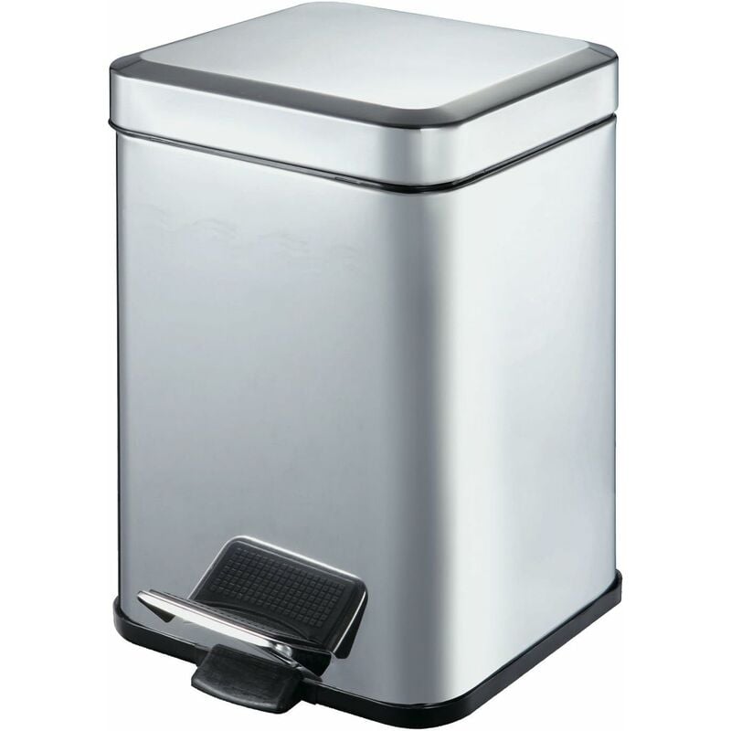 foto del prodotto king home pattumiera quadra in acciaio con pedale lt. 6 20x20x31h cm