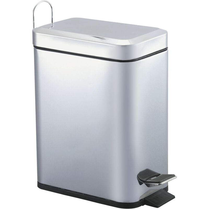 foto del prodotto king home pattumiera rettangolare in acciaio con pedale lt. 5 14x23x29h cm
