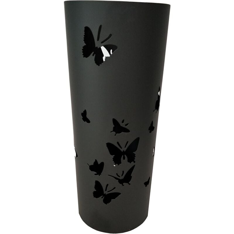 foto del prodotto king home portaombrelli tondo nero butterflies in metallo verniciato 18x46h cm