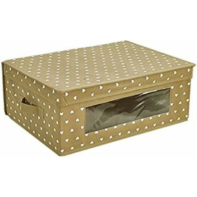 foto del prodotto king home scatola king box in tnt beige 48x36x19h cm con maniglie laterali e finestrella trasparente