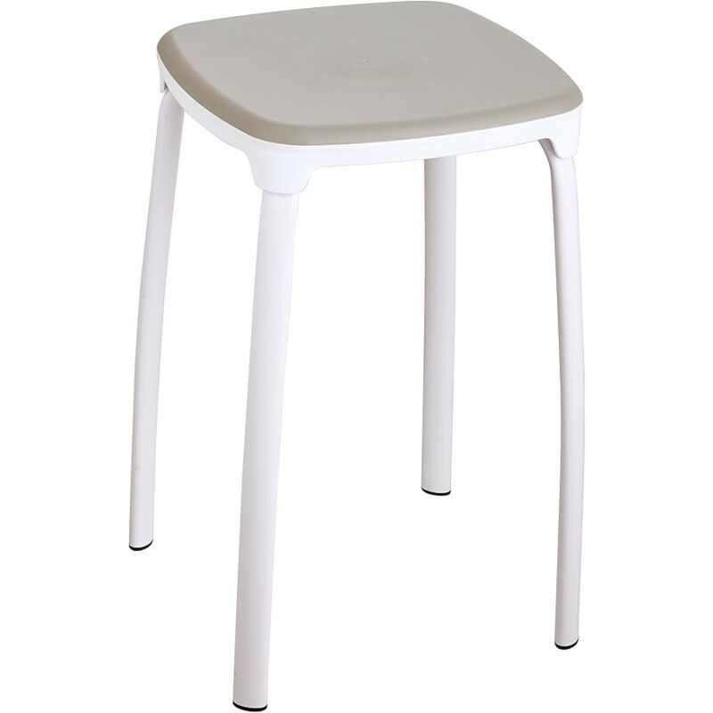 foto del prodotto king home sgabello in polipropilene grigio tortora con struttura bianca29x29x46h cm