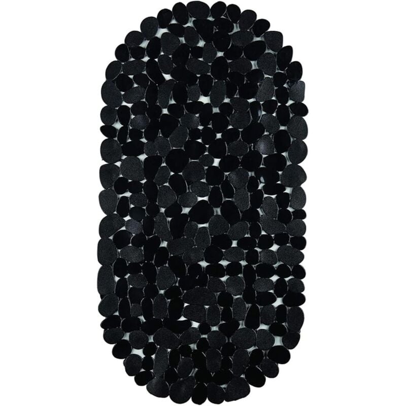 foto del prodotto king home tappeto interno vasca stone nero ovale in pvc 67x34 cm