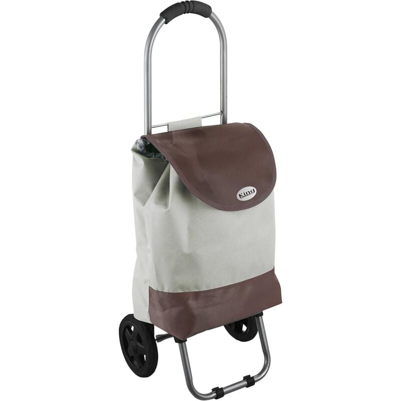 foto del prodotto king home trolley spesa beige bicolor impermeabile 32x25x88h cm beige/noce