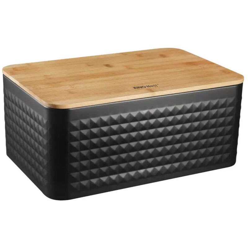 foto del prodotto kinghoff kh 1713 portapane in acciaio con tagliere in bamb 