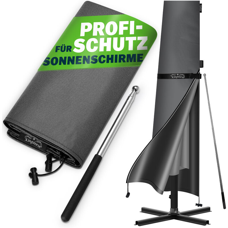 foto del prodotto kingsleeve copertura per ombrelloni con fino a 350 cm con asta telescopica telo impermeabile antistrappo resistente