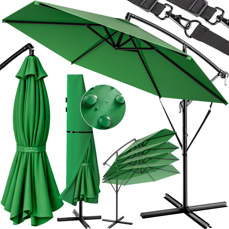 foto del prodotto kingsleeve ombrellone a braccio da 300 a 330 cm protezione uv30 con base manovella alluminio idrorepellente ombrellone da giardino terrazza