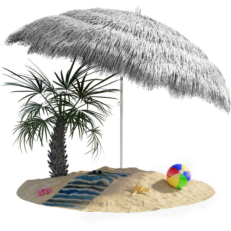 foto del prodotto kingsleeve ombrellone hawaii 160 cm inclinabile regolabile da spiaggia ombrello giardino parasole uv30 light grey en 