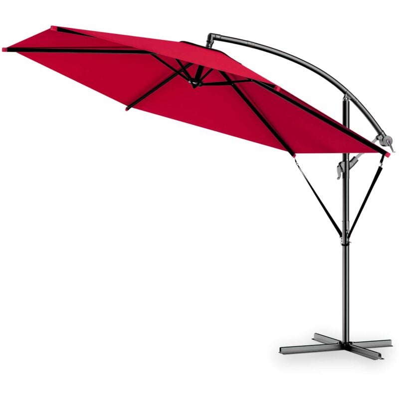 foto del prodotto kingsleeve ombrellone protezione uv 50 con supporto 330cm manovella alluminio girevole inclinabile giardino terrazza balcone 3,3m ombrellone
