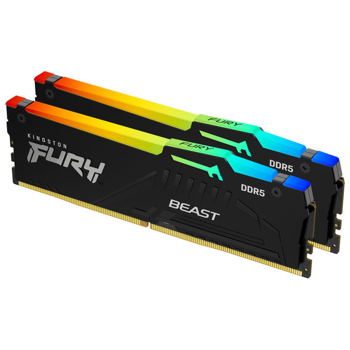 foto del prodotto kingston fury beast 32gb ddr5 6000mt-s rgb memoria ram per pc gaming overclock