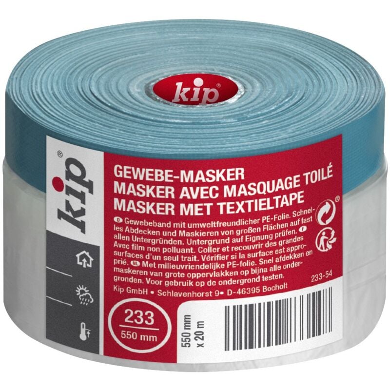 foto del prodotto kip 220742 nastro di tessuto 233 54, 550 mm x 20 m, blu