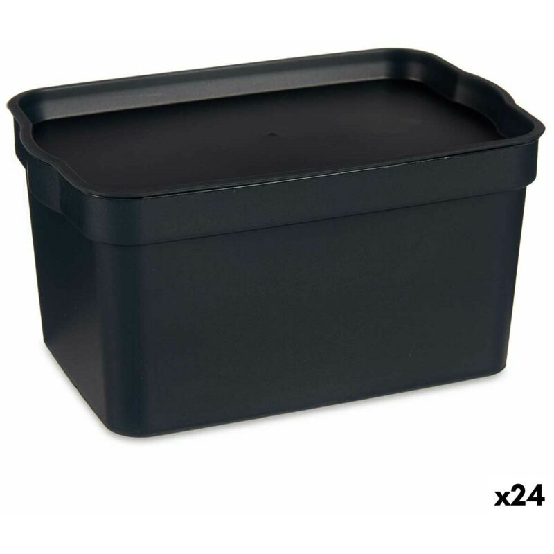 foto del prodotto kipit scatola portaoggetti con coperchio tp592 1 antracite plastica 2,3 l 13,5 x 11 x 20 cm 24 unit 