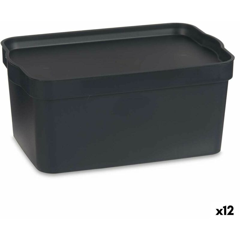 foto del prodotto kipit scatola portaoggetti con coperchio tp594 1 antracite plastica 7,5 l 21 x 14,2 x 32 cm 12 unit 