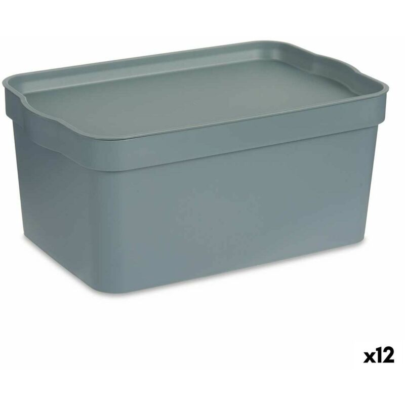 foto del prodotto kipit scatola portaoggetti con coperchio tp594 2 grigio plastica 7,5 l 21 x 14,2 x 32 cm 12 unit 