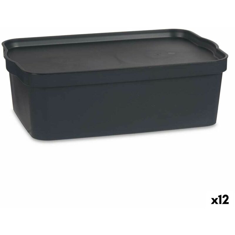foto del prodotto kipit scatola portaoggetti con coperchio tp595 1 antracite plastica 14 l 29,5 x 14,3 x 45 cm 12 unit 