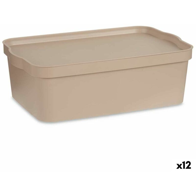 foto del prodotto kipit scatola portaoggetti con coperchio tp595 3 beige plastica 14 l 29,5 x 14,5 x 45 cm 12 unit 