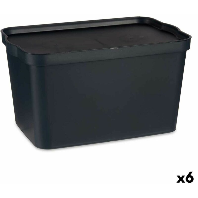 foto del prodotto kipit scatola portaoggetti con coperchio tp596 1 antracite plastica 24 l 29,3 x 24,5 x 45 cm 6 unit 