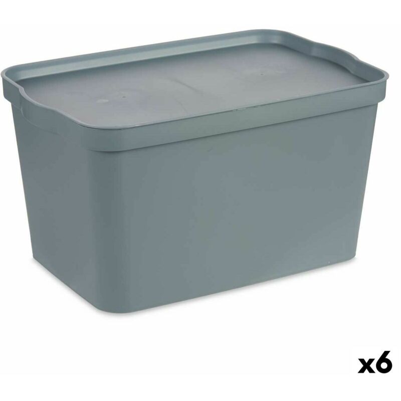 foto del prodotto kipit scatola portaoggetti con coperchio tp596 2 grigio plastica 24 l 29,3 x 24,5 x 45 cm 6 unit 
