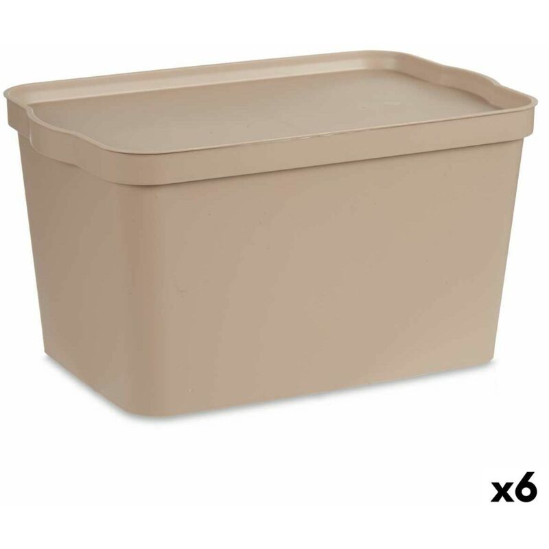 foto del prodotto kipit scatola portaoggetti con coperchio tp596 3 beige plastica 24 l 29,3 x 24,5 x 45 cm 6 unit 