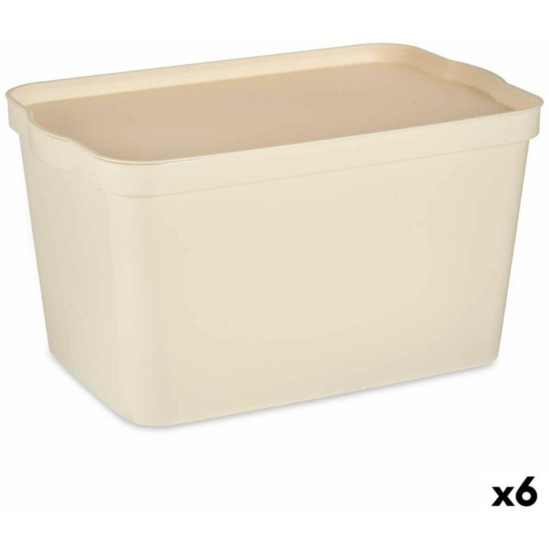 foto del prodotto kipit scatola portaoggetti con coperchio tp596 3 crema plastica 24 l 29,3 x 24,5 x 45 cm 6 unit 