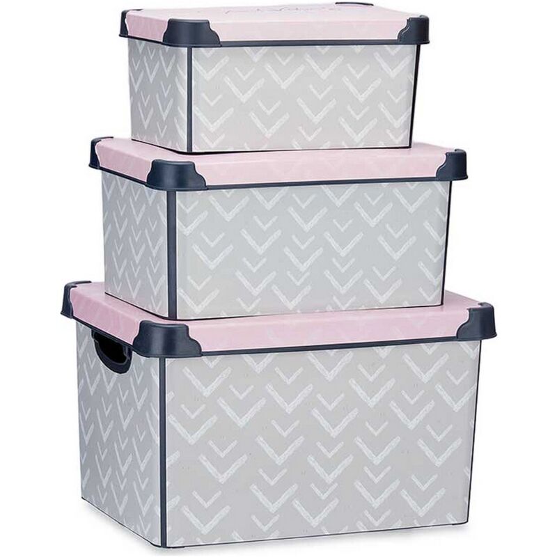 foto del prodotto kipit set di scatole per sistemare impilabili vibes plastica 29 x 23,5 x 39 cm