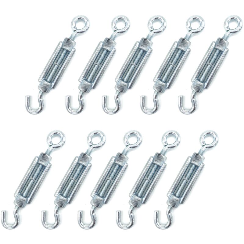 foto del prodotto kippen - 1205ak - confezione da 10 pezzi di tenditore con gancio e occhiello in acciaio zincato. misura 5 mm.