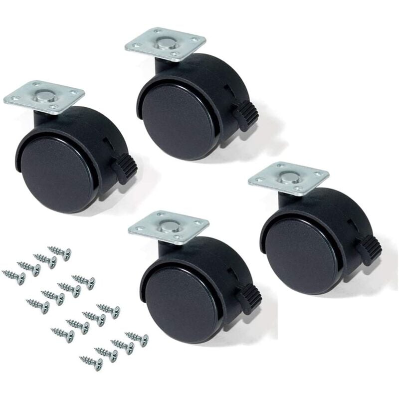 foto del prodotto kippen - 1630k2 - set di 4 ruote gemellate da mm.50 con piastra girevole e freno