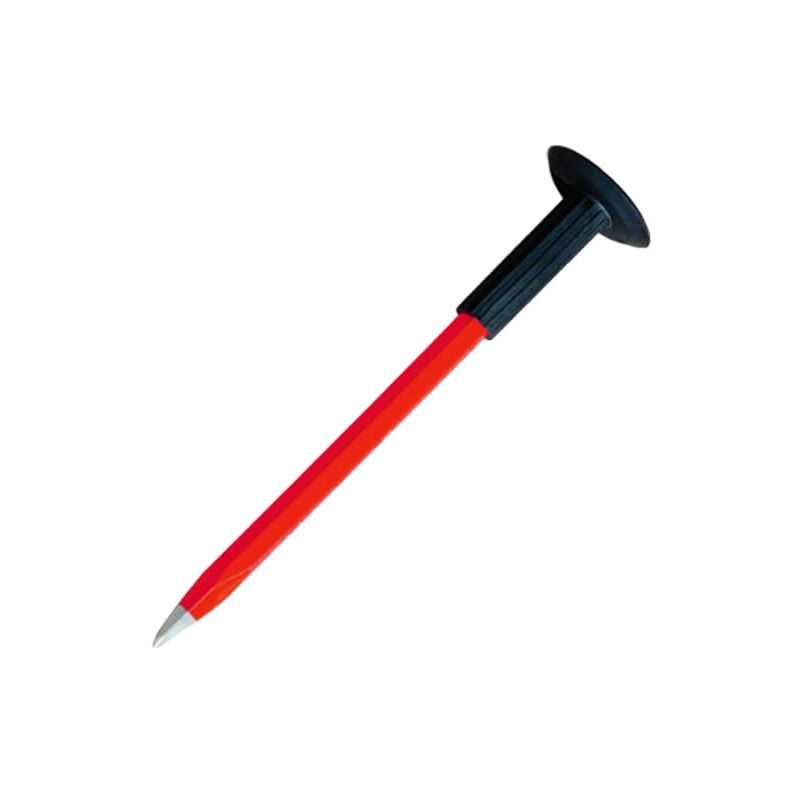 foto del prodotto kippen 3010dx scalpello per muratore a punta acuta con salvamano in gomma. dimensioni 400x16 mm.
