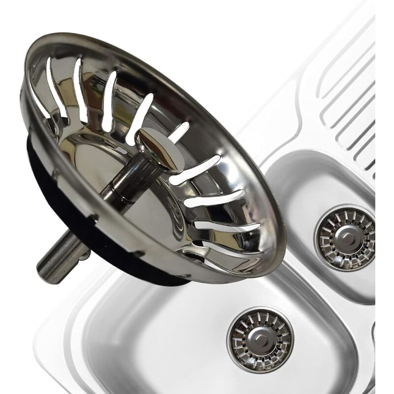 foto del prodotto kippen 5804 tappo filtro per lavello da cucina in acciaio inox. diametro 78mm.