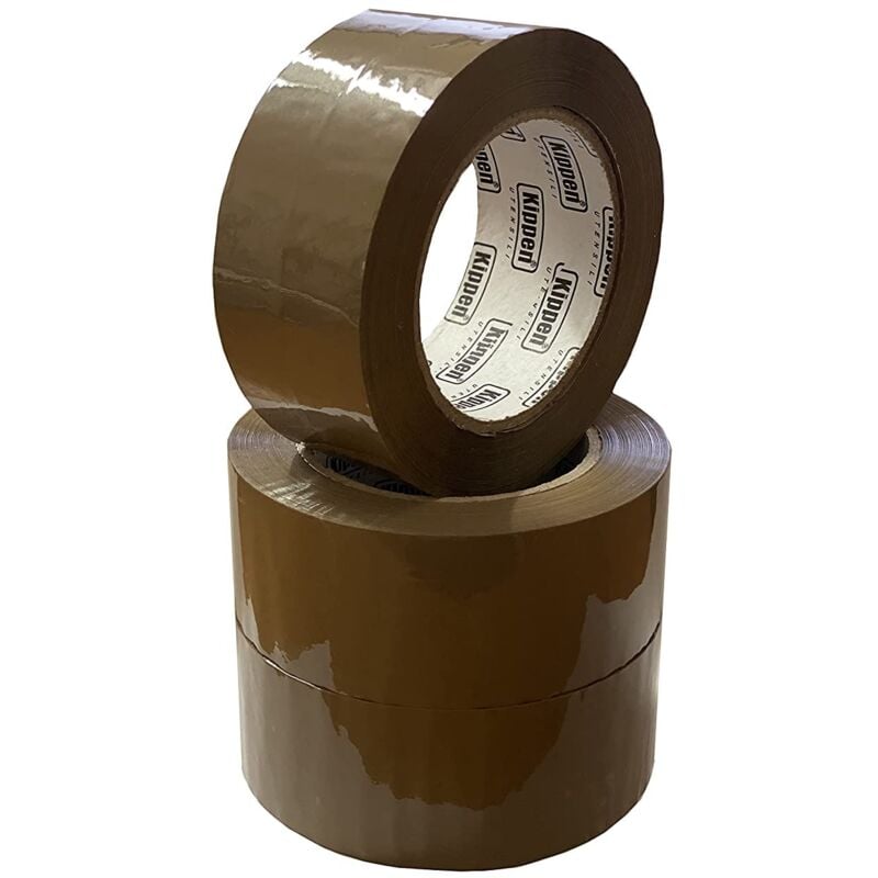 foto del prodotto kippen 9004ax confezione da 3 rotoli di nastro adesivo avana per imballaggi. misura 132mt x 48mm.