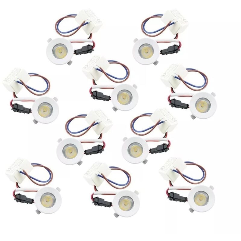 foto del prodotto kit 10 faretti a incasso faretto 1 w led luce bianca 6500 bordo bianco p31