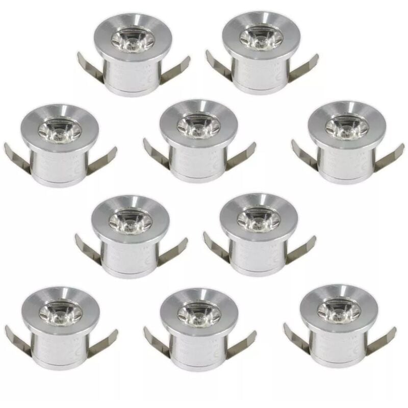 foto del prodotto kit 10 faretti luce calda faretto led a incasso 1 w trasformatore silver p31