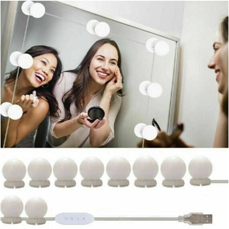 foto del prodotto kit 10 pezzi lampadine luci led rotondi per specchio trucco make up bagno trade shop traesio