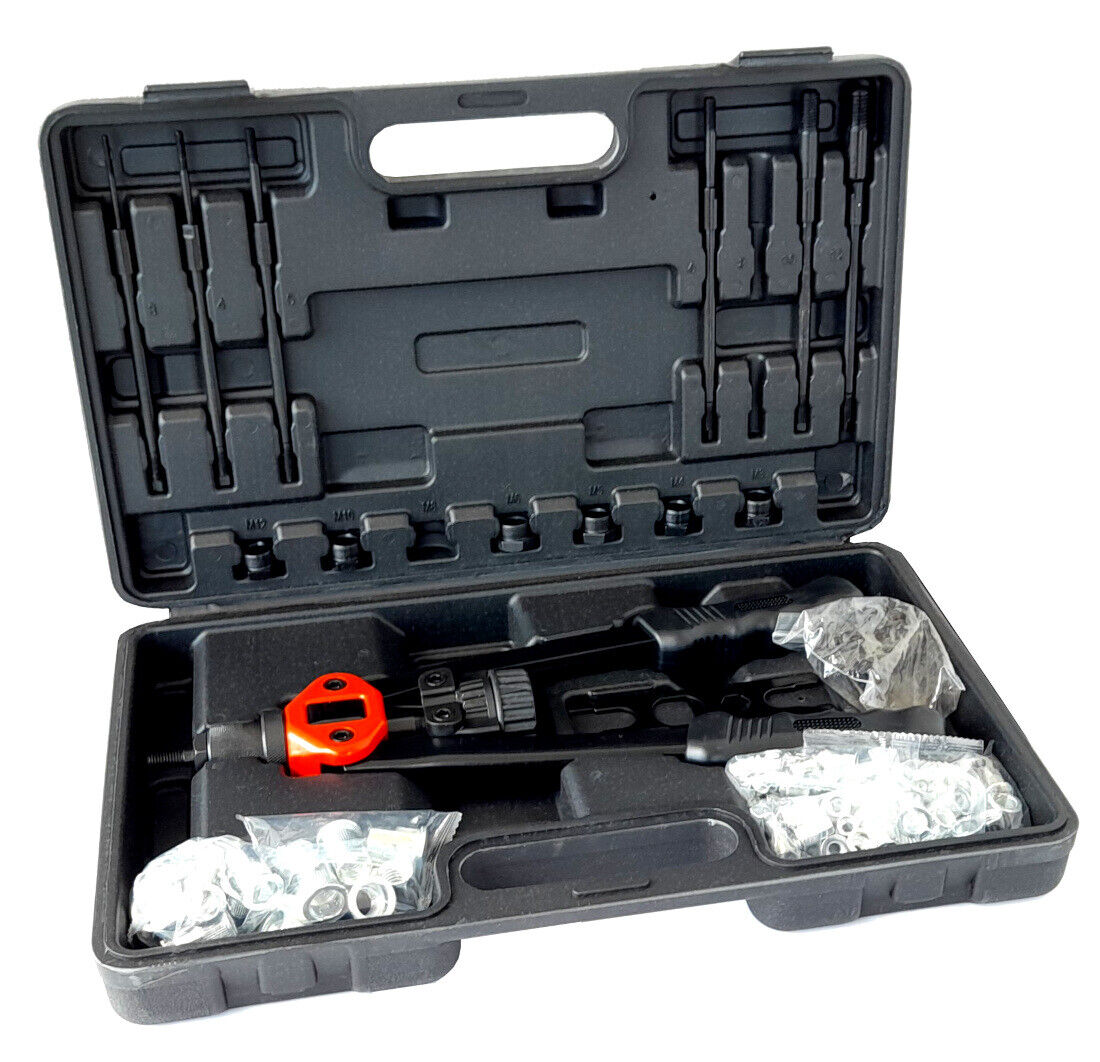 foto del prodotto kit 122 pz rivettatrice per inserti rivetti filettati m3 m4 m5 m6 m8 m10 m12
