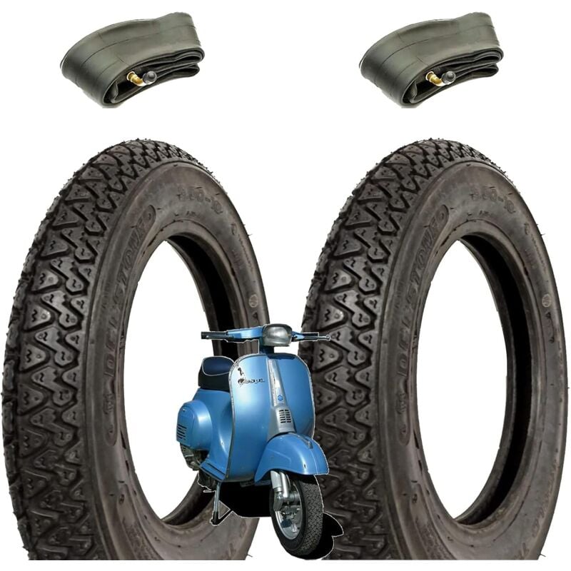 foto del prodotto kit 2 copertoni 4 p.r. 3.00 10 42j camere daria compatibili con vespa 50 special pk 50 s xl n 125 et3