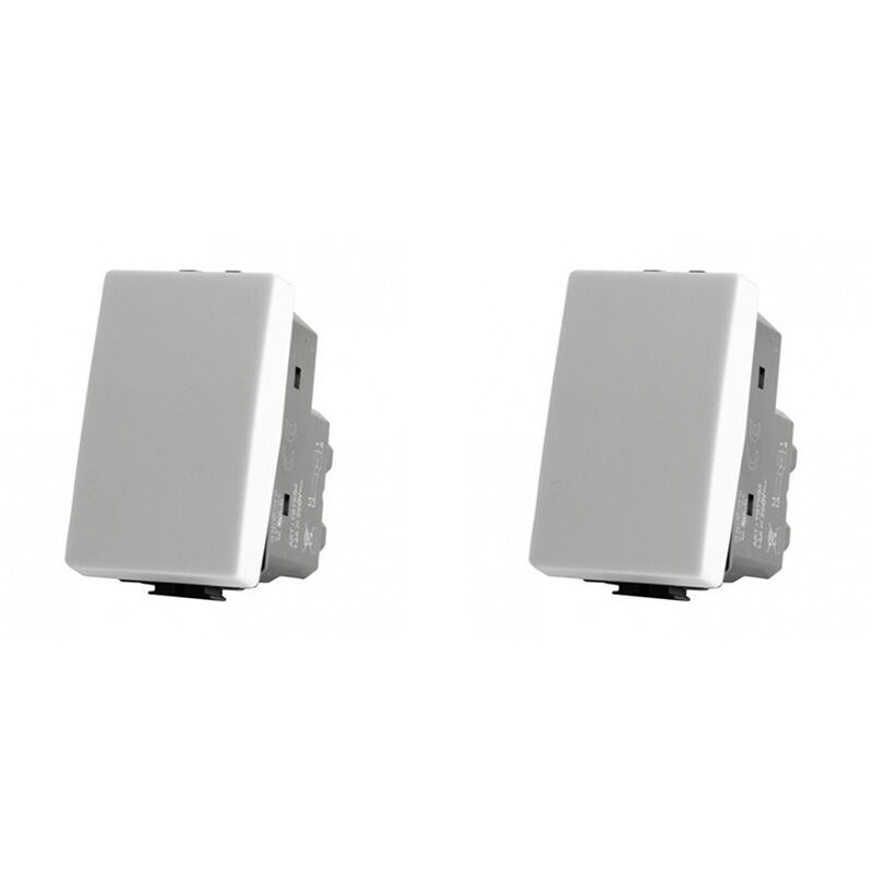 foto del prodotto kit 2 deviatore bipolare compatibile con matix interruttore pulsante 2p 16a 250v bianco