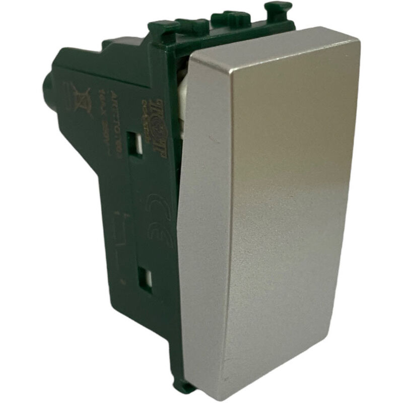 foto del prodotto kit 2 deviatore bipolare silver compatibile con vimar plana interruttore pulsante 2p 16ax 250vac