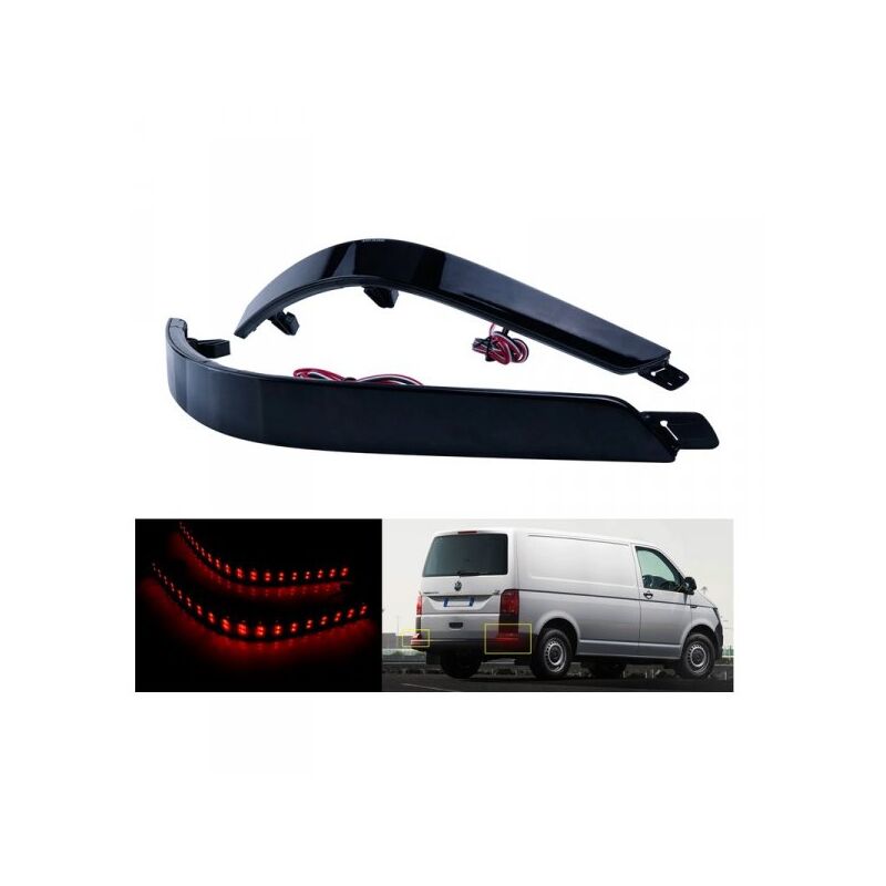 foto del prodotto kit 2 fanali posteriori a led nero fume per vw multivan t5 caravelle transporter t6 oem 7e0945105d sostituzione riflettore catarifrangente originale