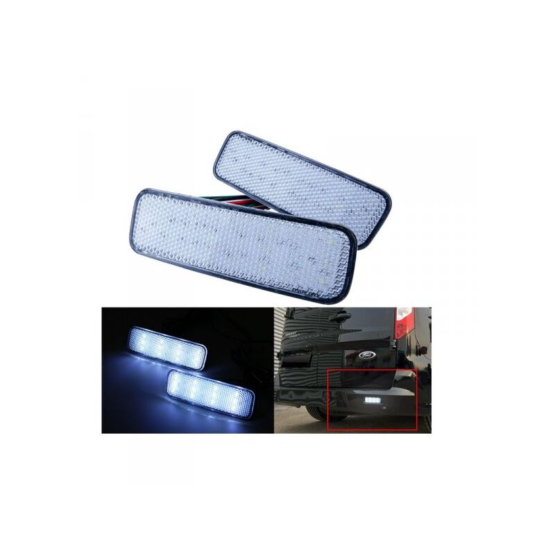 foto del prodotto kit 2 fanali posteriori a led trasparente con luce bianco e rosso per ford transit tourneo custom courier