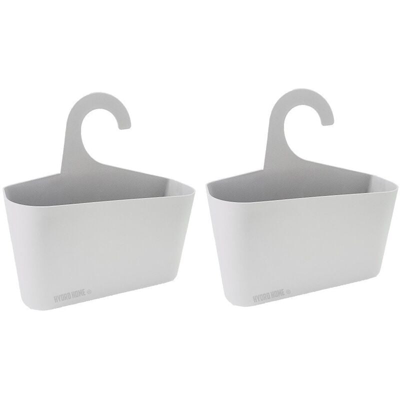foto del prodotto kit 2 pezzi cestino portaoggetti con gancio per doccia, cucina, lavanderia bianco