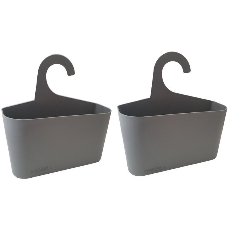 foto del prodotto kit 2 pezzi cestino portaoggetti con gancio per doccia, cucina, lavanderia grigio