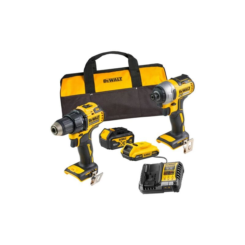foto del prodotto kit 2 utensili trapano avvitatore dcd708 avvitatore a percussione dcf787 2 batterie 2ah e 4ah caricabatterie borsa dewalt dck2078mdr qw