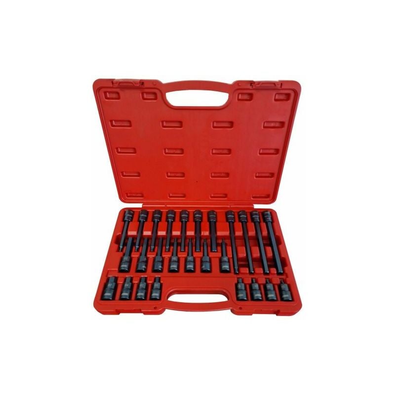 foto del prodotto kit 26 pz inserti inserto torx chiavi bussola 1 2 lunghe da h5 a h17 fs 43610
