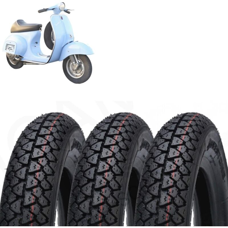 foto del prodotto kit 3 gomme copertoni set pneumatici vespa rally gs px 3.50 10 51j d795 rinforzate 4 tele