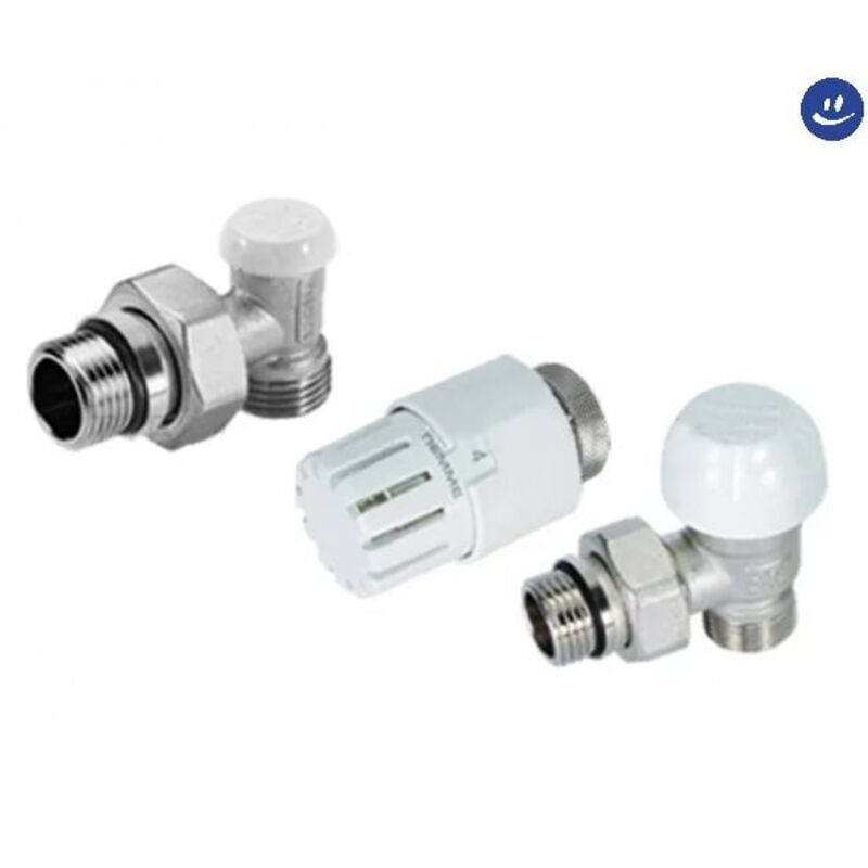 foto del prodotto kit 3 pezzi valvola/detentore e testa termostatica 3/8 g - 1/2 x16 tiemme raccorderie spa