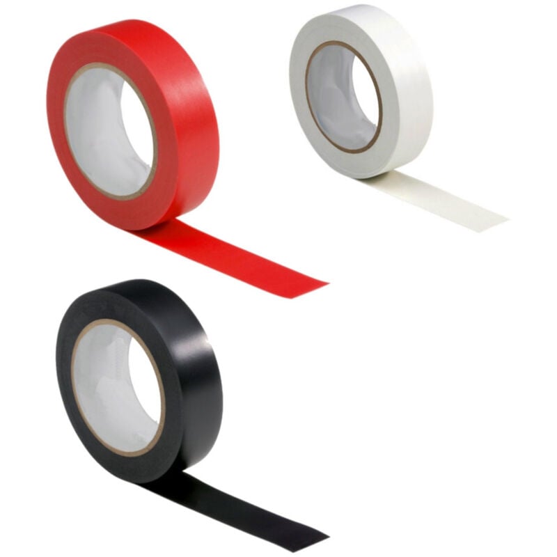 foto del prodotto kit 3 rotoli nastro isolante elettrico nero rosso bianco per elettricista pvc trade shop traesio